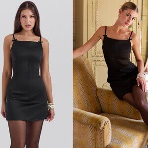 House of CB 'Dainty' black square neck a-line mini dress NWOT